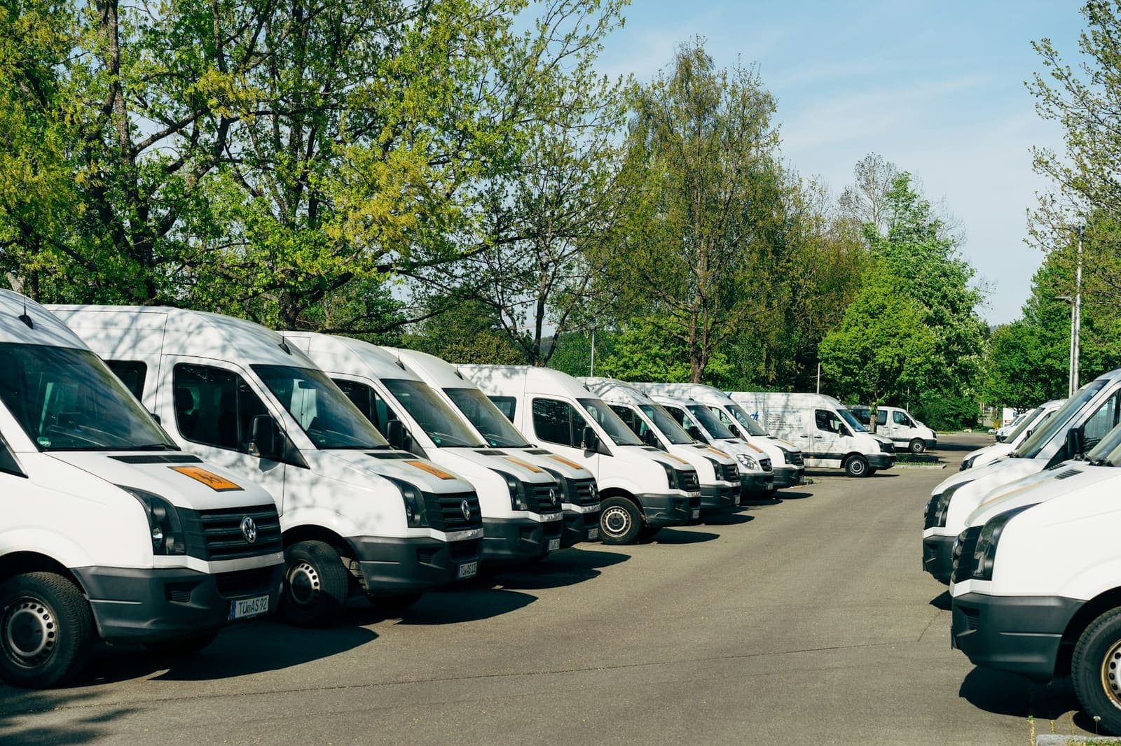 Vehicles parked in an organised fleet yard